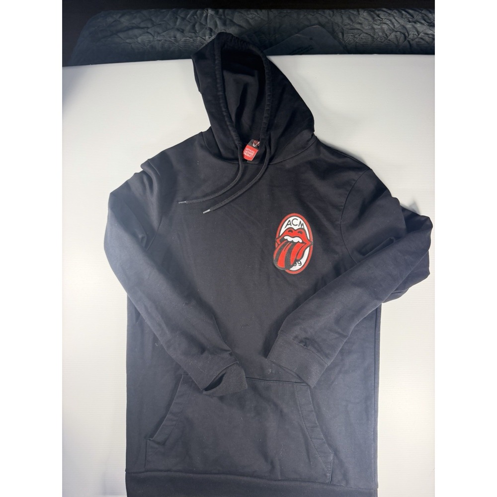 AC Milan x Rolling Stones Hoodie Mens Small Black Official Licensed Pullover